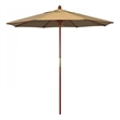 Pemberly Row 7.5' Push Lift Wood Pole Patio Umbrella in Olefin Champagne Fabric