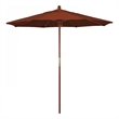 Pemberly Row 7.5' Push Lift Wood Pole Patio Umbrella in Olefin Terracotta Fabric