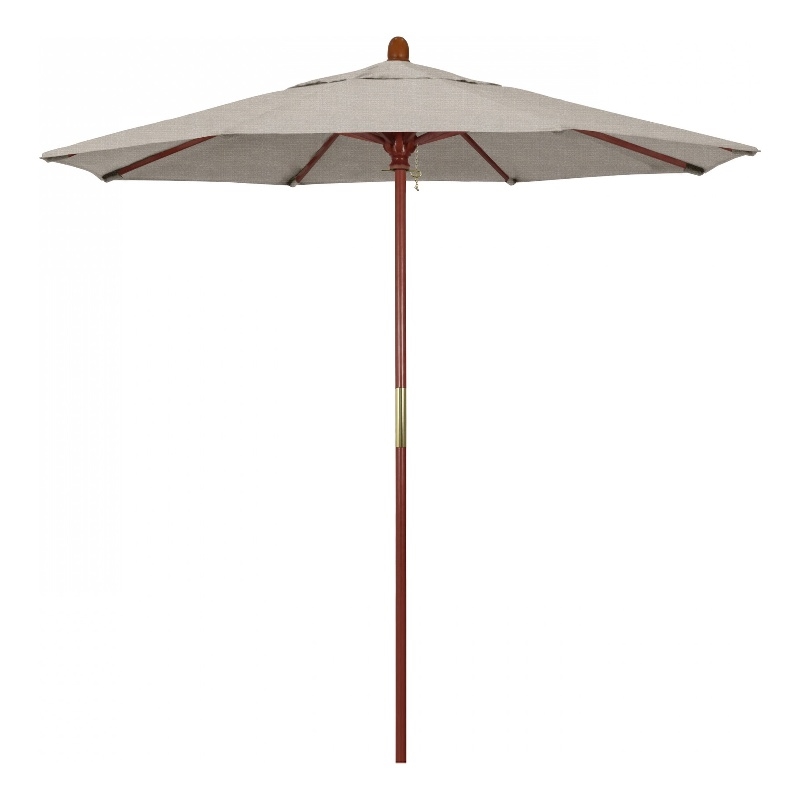 Pemberly Row 7.5' Push Lift Wood Pole Patio Umbrella in Olefin Granite Fabric