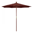 Pemberly Row 7.5' Push Lift Wood Pole Patio Umbrella in Olefin Adobe Fabric
