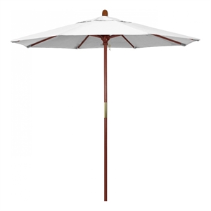 Pemberly Row 7.5' Push Lift Wood Pole Patio Umbrella in Pacifica Natural Fabric