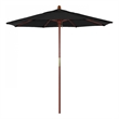 Pemberly Row 7.5' Push Lift Wood Pole Patio Umbrella in Pacifica Black Fabric