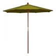 Pemberly Row 7.5' Push Lift Wood Pole Patio Umbrella in Pacifica Ginkgo Fabric