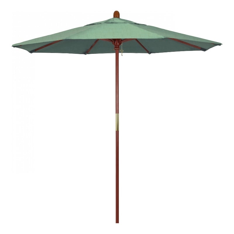 Pemberly Row 7.5' Push Lift Wood Pole Patio Umbrella in Pacifica Spa Fabric