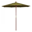 Pemberly Row 7.5' Push Lift Wood Pole Patio Umbrella in Pacifica Palm Fabric