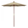 Pemberly Row 7.5' Push Lift Wood Pole Patio Umbrella in Pacifica Beige Fabric