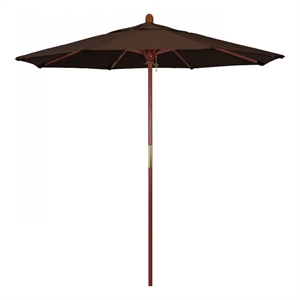 Pemberly Row 7.5' Push Lift Wood Pole Patio Umbrella in Pacifica Mocha Fabric