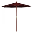Pemberly Row 7.5' Push Lift Wood Pole Patio Umbrella in Pacifica Burgundy Fabric