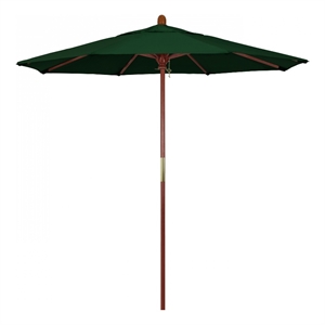 Pemberly Row 7.5' Push Lift Wood Pole Patio Umbrella in Pacifica Green Fabric