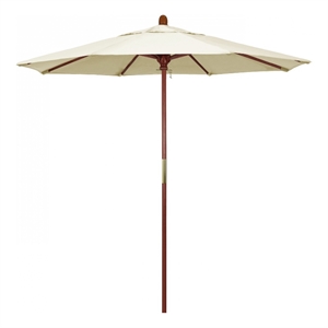 Pemberly Row 7.5' Push Lift Wood Pole Patio Umbrella in Pacifica Canvas Fabric