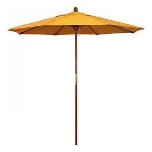 Pemberly Row 7.5' Push Lift Wood Pole Patio Umbrella in Pacifica Yellow Fabric