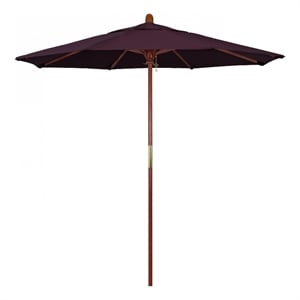 Pemberly Row 7.5' Push Lift Wood Pole Patio Umbrella in Pacifica Purple Fabric