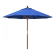 Pemberly Row 9' Push Lift Wood Pole Patio Umbrella in Olefin Royal Blue Fabric