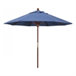 Pemberly Row 9' Push Lift Wood Pole Patio Umbrella in Olefin Frost Blue Fabric