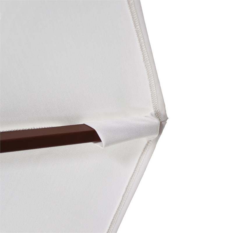 Pemberly Row 9' Push Lift Wood Pole Patio Umbrella in Olefin Teak Fabric