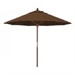 Pemberly Row 9' Push Lift Wood Pole Patio Umbrella in Olefin Teak Fabric