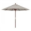 Pemberly Row 9' Push Lift Wood Pole Patio Umbrella in Olefin Granite Fabric