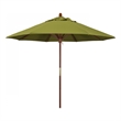 Pemberly Row 9' Push Lift Wood Pole Patio Umbrella in Pacifica Ginkgo Fabric