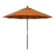 Pemberly Row 9' Push Lift Wood Pole Patio Umbrella in Pacifica Tuscan Fabric