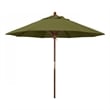 Pemberly Row 9' Push Lift Wood Pole Patio Umbrella in Pacifica Palm Fabric
