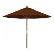 Pemberly Row 9' Push Lift Wood Pole Patio Umbrella in Pacifica Brick Fabric