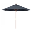 Pemberly Row 9' Push Lift Wood Pole Patio Umbrella in Pacifica Sapphire Fabric