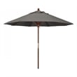 Pemberly Row 9' Push Lift Wood Pole Patio Umbrella in Pacifica Taupe Fabric