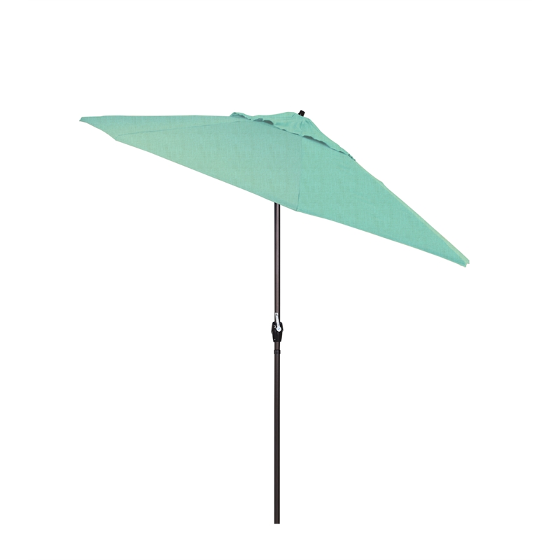 Pemberly Row 9' Bronze Aluminum Pole Patio Umbrella in Performance Fabric Mist