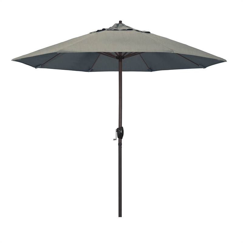 Pemberly Row 9' Bronze Aluminum Pole Patio Umbrella in Performance Fabric Dove