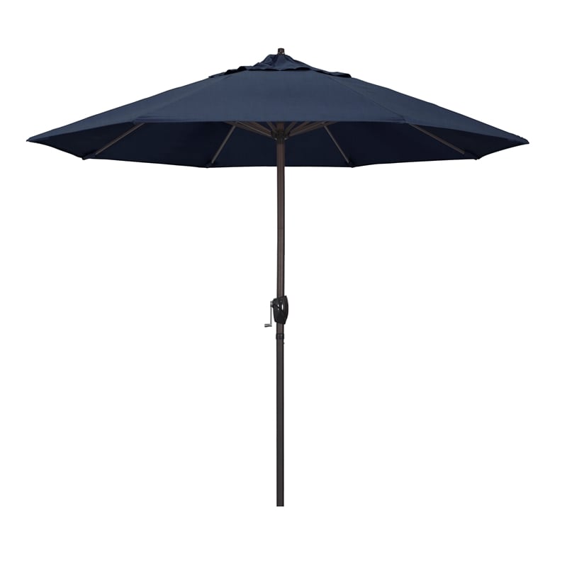 Pemberly Row 9' Bronze Aluminum Pole Patio Umbrella - Performance Fabric Indigo