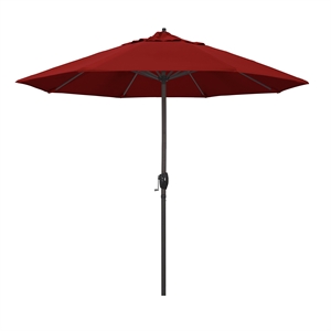 Pemberly Row 9' Performance Fabric Tilt Crank Lift Patio Umbrella in Red
