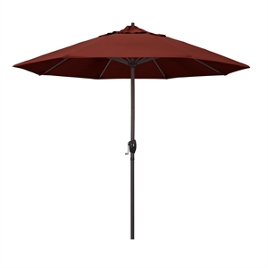 Pemberly Row 9' Bronze Aluminum Pole Patio Umbrella in Performance Fabric Henna