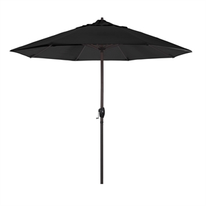Pemberly Row 9' Bronze Aluminum Pole Patio Umbrella in Performance Fabric Black