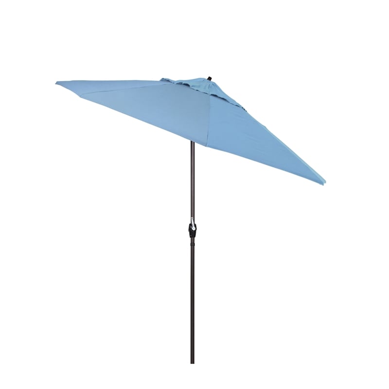 Pemberly Row 9' Bronze Aluminum Pole Patio Umbrella in Performance Fabric Blue