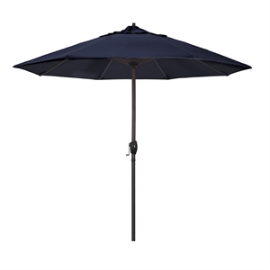 Pemberly Row 9' Bronze Aluminum Pole Patio Umbrella in Performance Fabric Navy