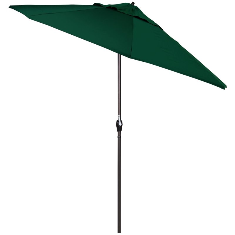 Pemberly Row 9' Performance Fabric Tilt Crank Lift Patio Umbrella in Forest