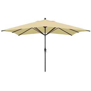 Pemberly Row 11' Bronze Aluminum Pole Patio Umbrella - Performance Fabric Beige