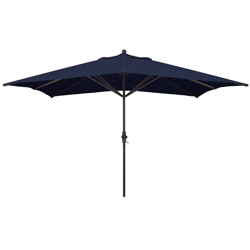 Pemberly Row 11' Bronze Aluminum Pole Patio Umbrella in Performance Fabric Navy