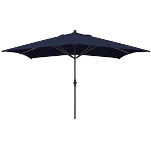 Pemberly Row 11' Bronze Aluminum Pole Patio Umbrella in Performance Fabric Navy