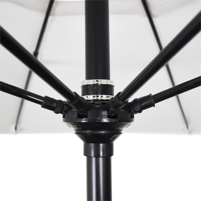 Pemberly Row 11' Black Aluminum Pole Patio Umbrella in Performance Fabric Black