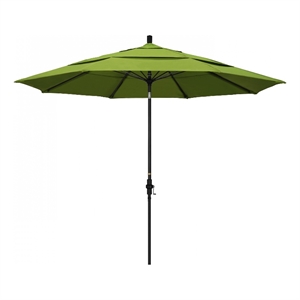 Pemberly Row 11' Black Aluminum Pole Patio Umbrella in Performance Fabric Macaw
