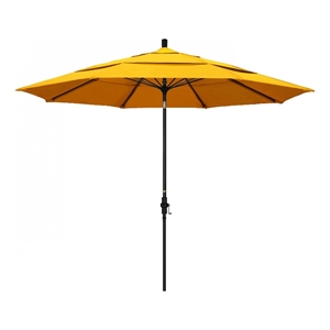 Pemberly Row 11' Black Aluminum Pole Patio Umbrella - Performance Fabric Yellow