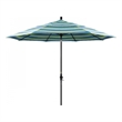 Pemberly Row 11' Black Aluminum Pole Performance Fabric Seaside Patio Umbrella