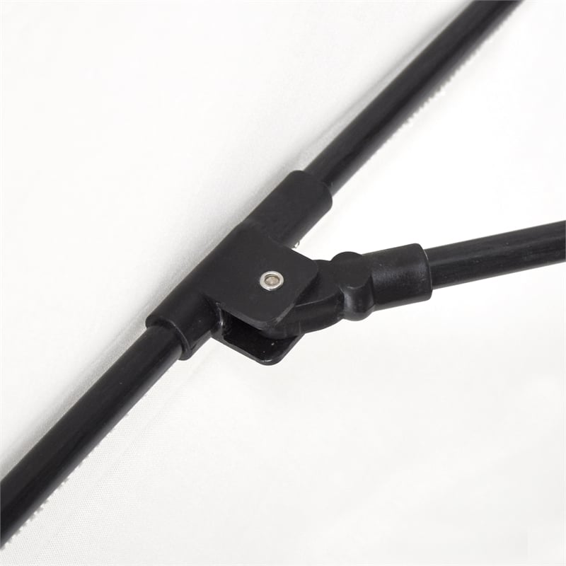 Pemberly Row 11' Black Aluminum Pole Patio Umbrella - Performance Fabric Sesame