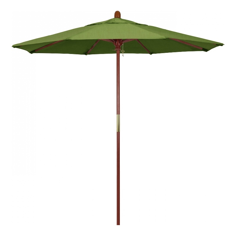 Pemberly Row 7.5' Wood Pole Performance Fabric Cilantro Patio Umbrella