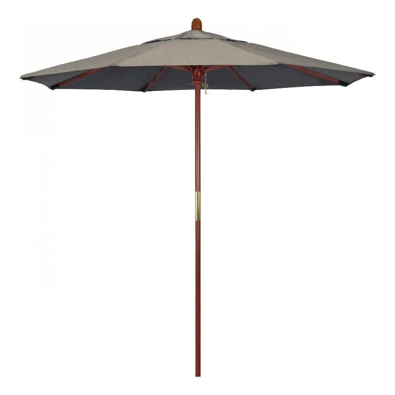 Pemberly Row 7.5' Push Lift Wood Pole Patio Umbrella in Performance Fabric Dove