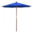 Pemberly Row 7.5' Push Lift Wood Pole Patio Umbrella in Performance Fabric Blue