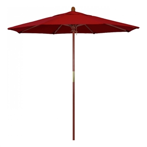 Pemberly Row 7.5' Push Lift Wood Pole Patio Umbrella - Performance Fabric Red