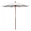 Pemberly Row 7.5' Push Lift Wood Pole Performance Fabric Natural Patio Umbrella