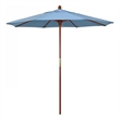 Pemberly Row 7.5' Push Lift Wood Pole Patio Umbrella in Performance Fabric Blue
